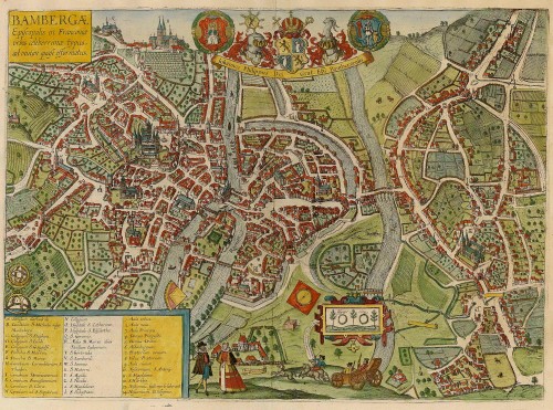 Old Antique Map Of Bamberg By Braun Hogenberg Sanderus Antique