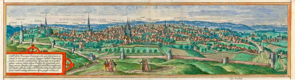 Old Antique Bird S Eye Panoramic View Of Leuven Louvain By Braun And