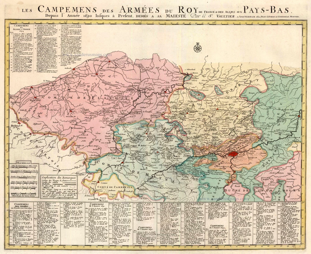 Antique Map Of Southern Netherlands By Covens Mortier Sanderus