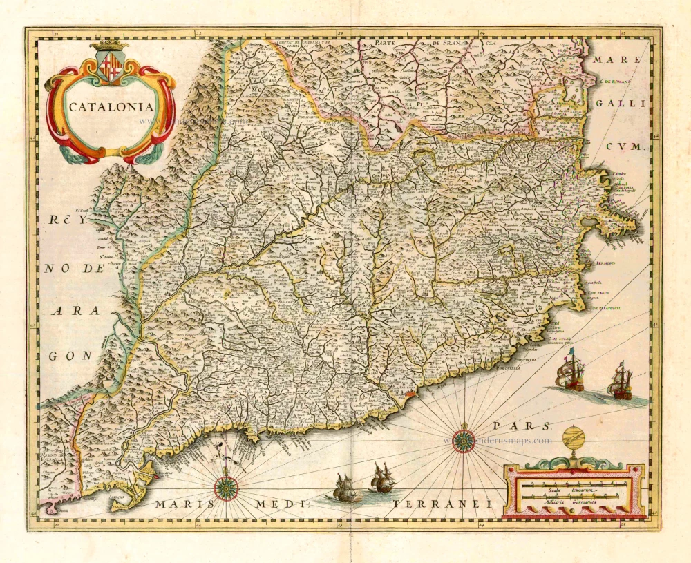 Catalunya By Henricus Hondius Sanderus Antique Maps Antique Map Webshop