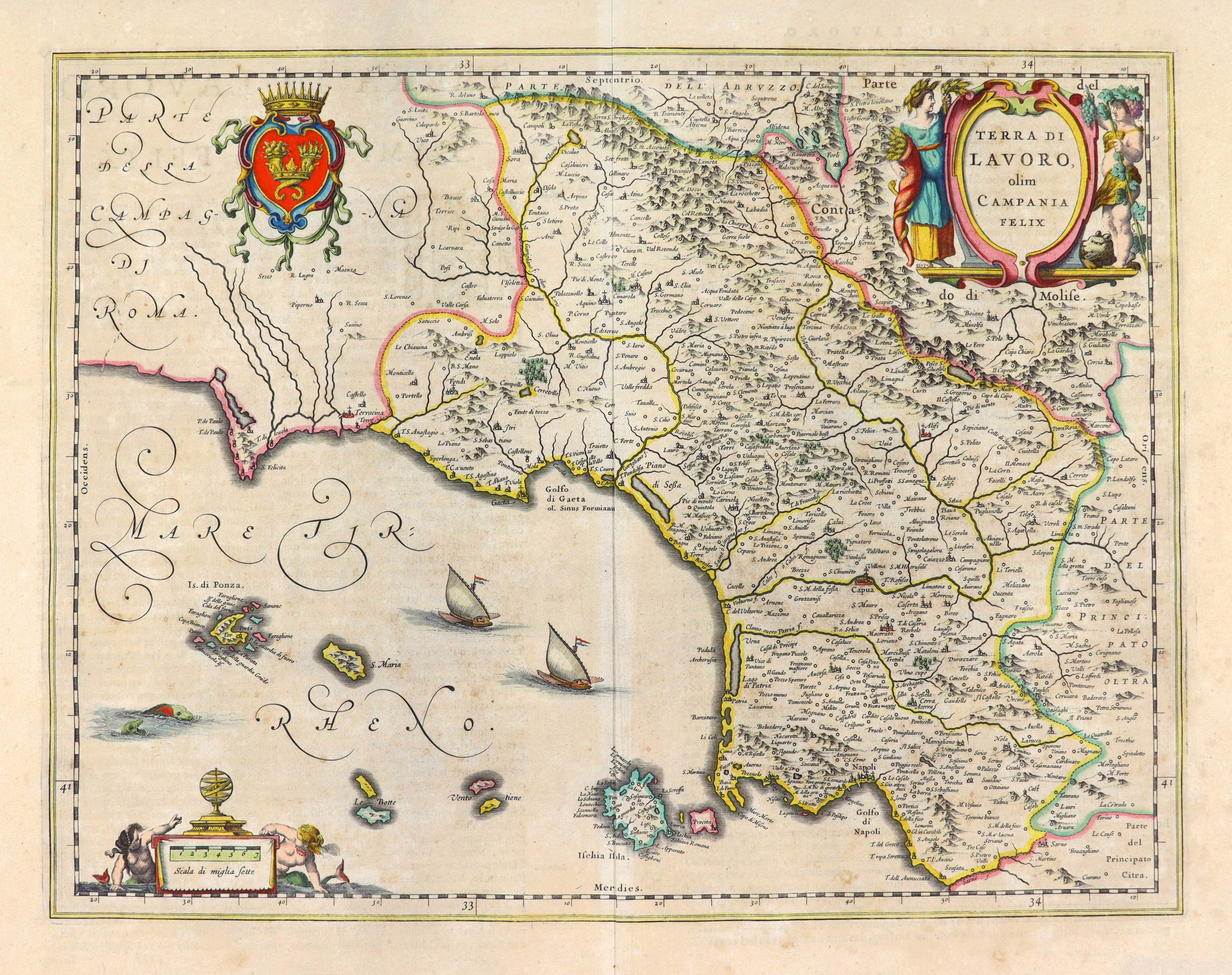 Campania by Joan Blaeu | Sanderus Antique Maps - Antique Map Webshop