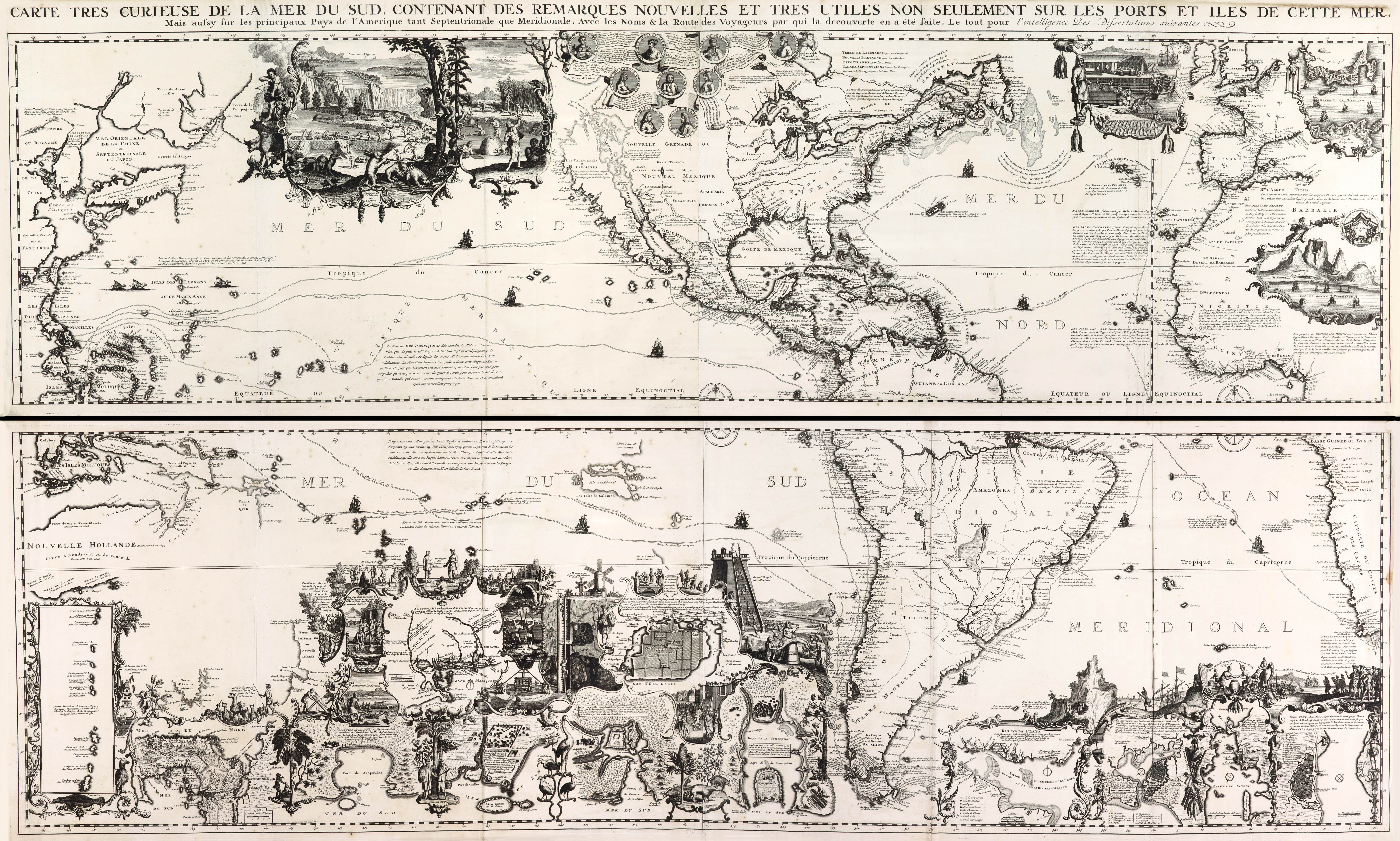 Carte tres Curieuse de la Mer du Sud, Contenant des Remarques Nouvelles et tres Utiles non Seulement sur les Ports et Iles de cette Mer, 