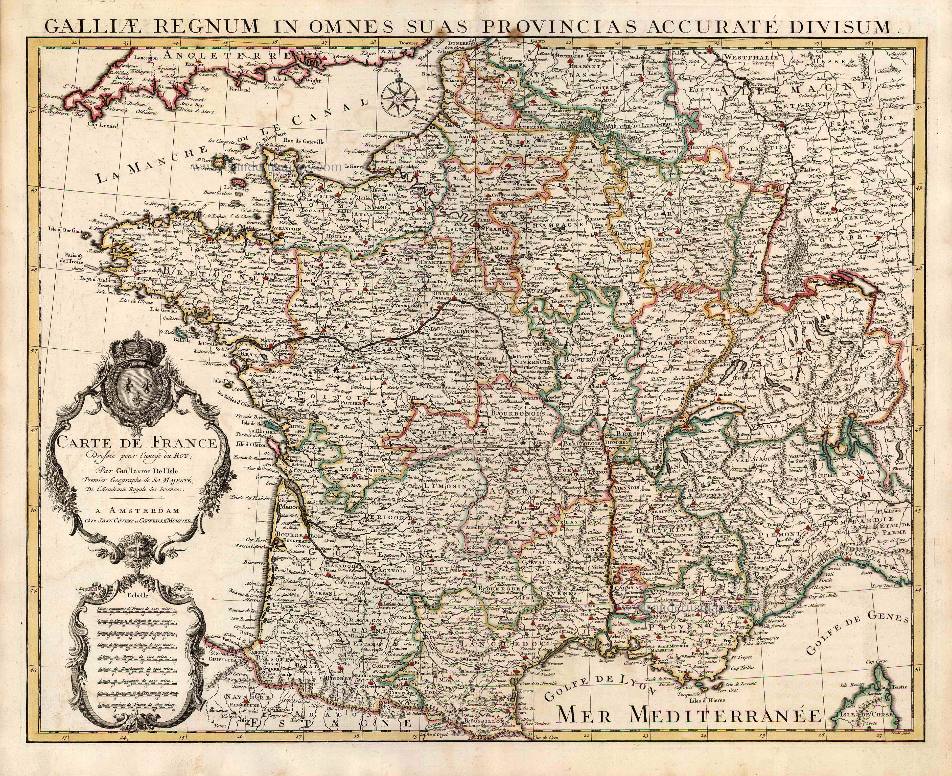 France by Guillaume Delisle, published by Covens & Mortier