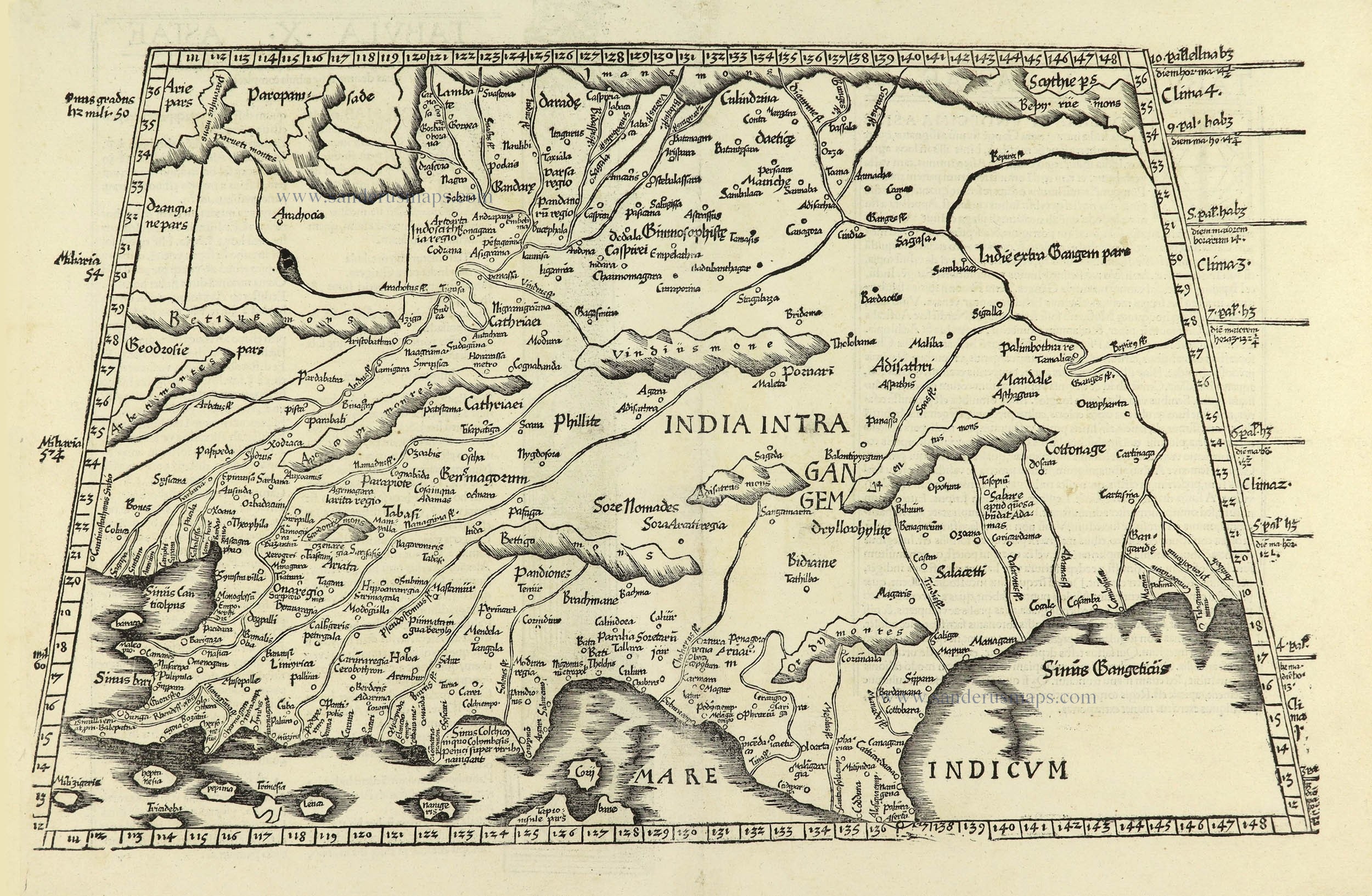 India by Lorenz Fries | Sanderus Antique Maps - Antique Map Webshop