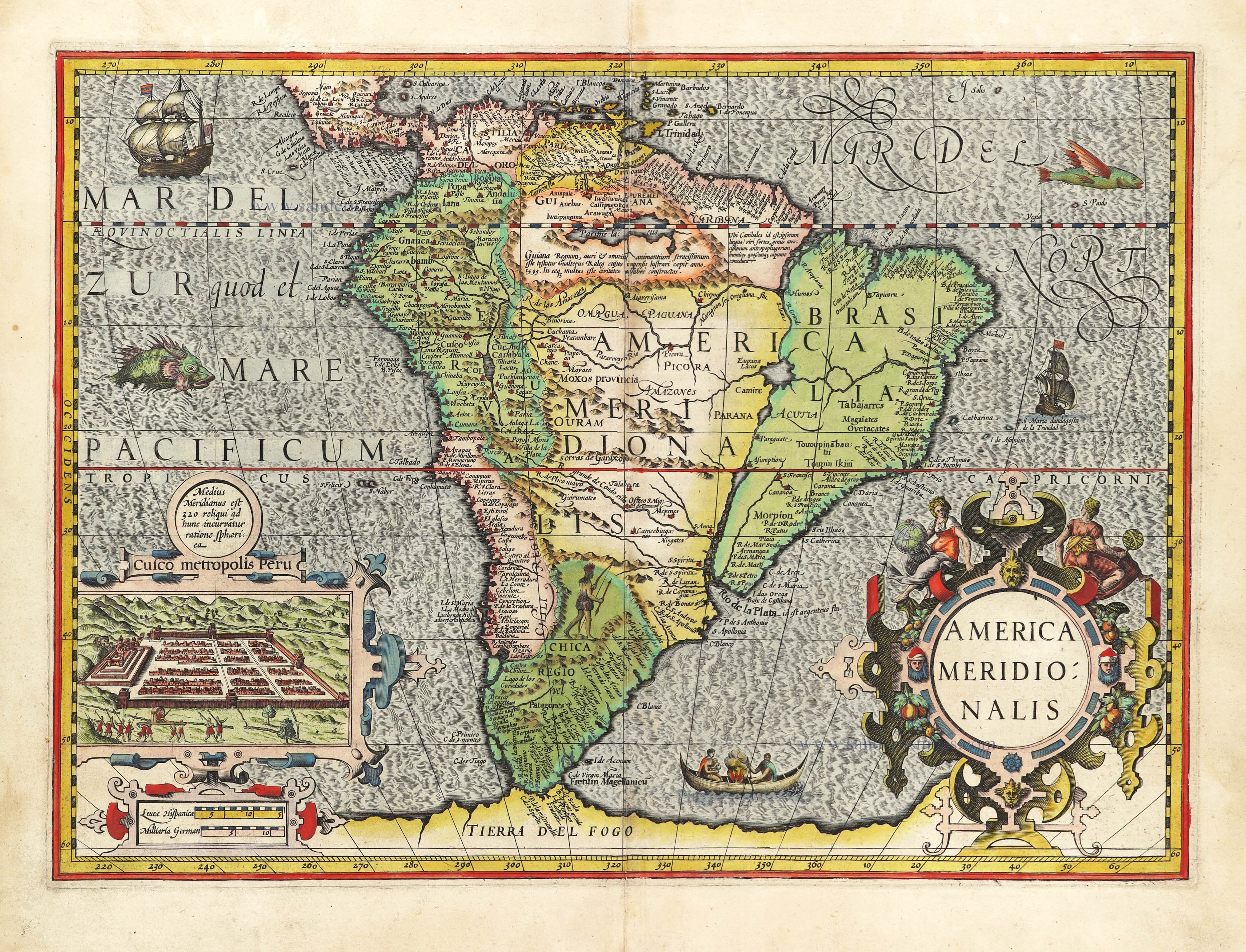 South America by Jodocus Hondius | Sanderus Antique Maps - Antique