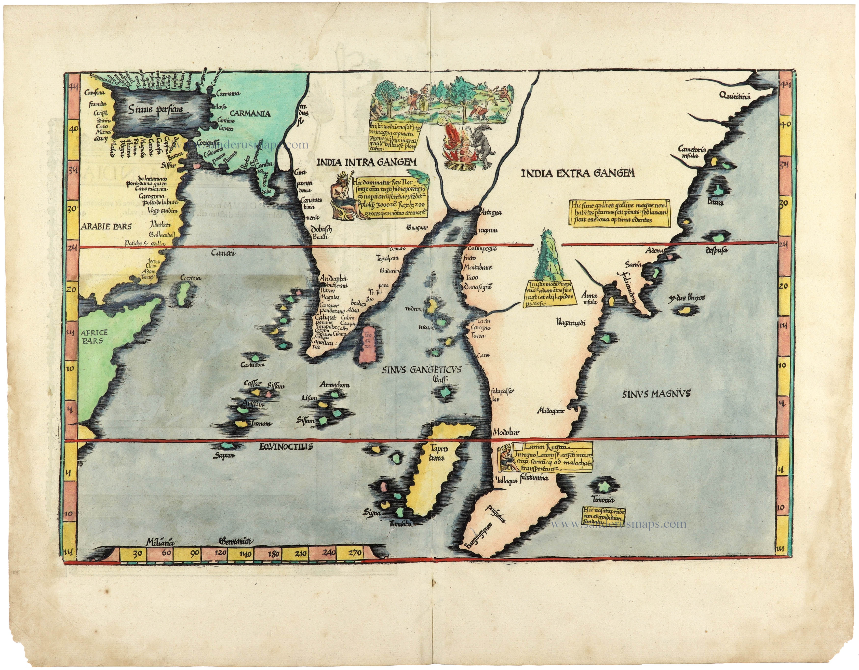 Southern Asia by Lorenz Fries. | Sanderus Antique Maps - Antique