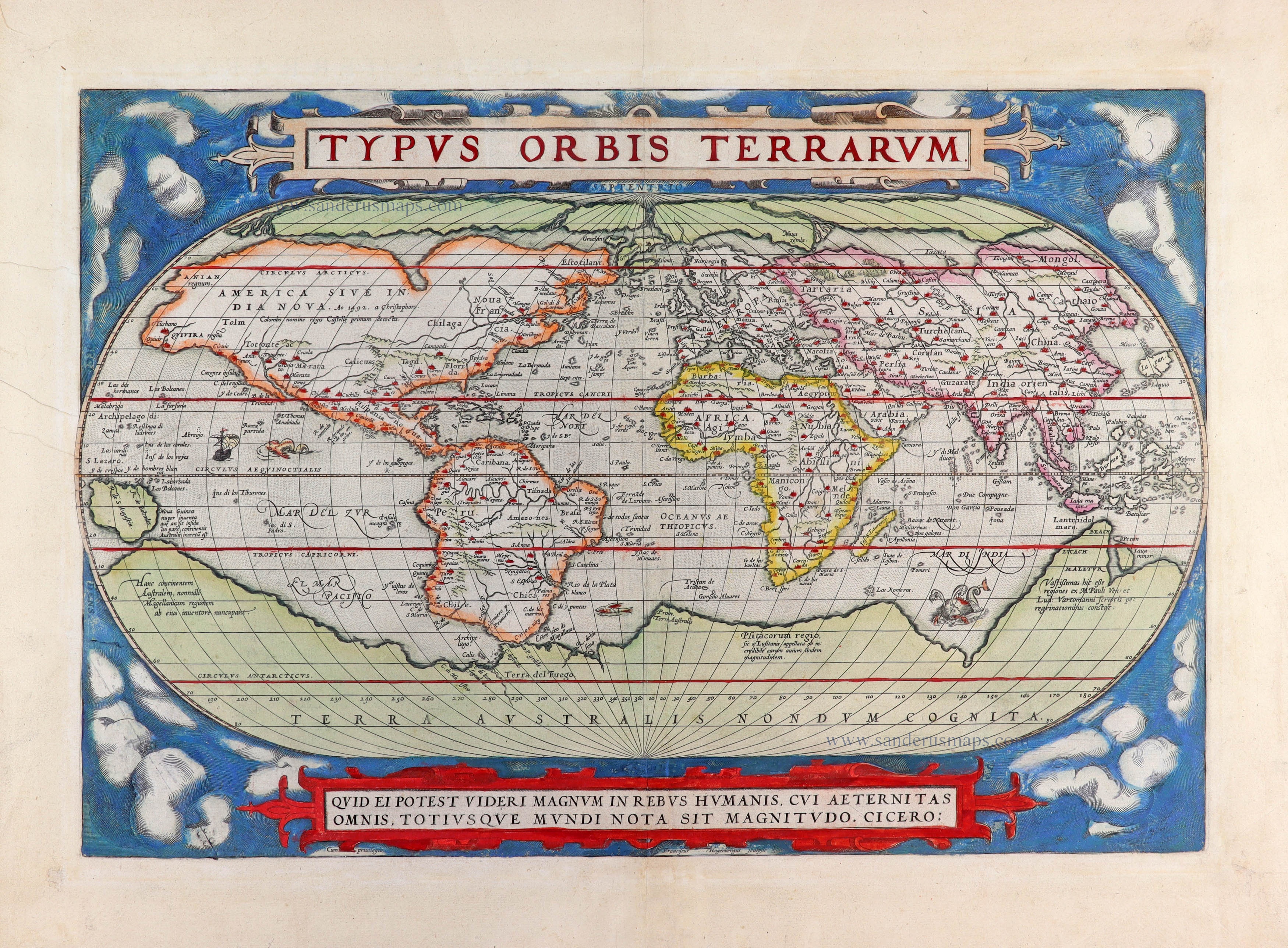World by Abraham Ortelius | Sanderus Antique Maps - Antique Map