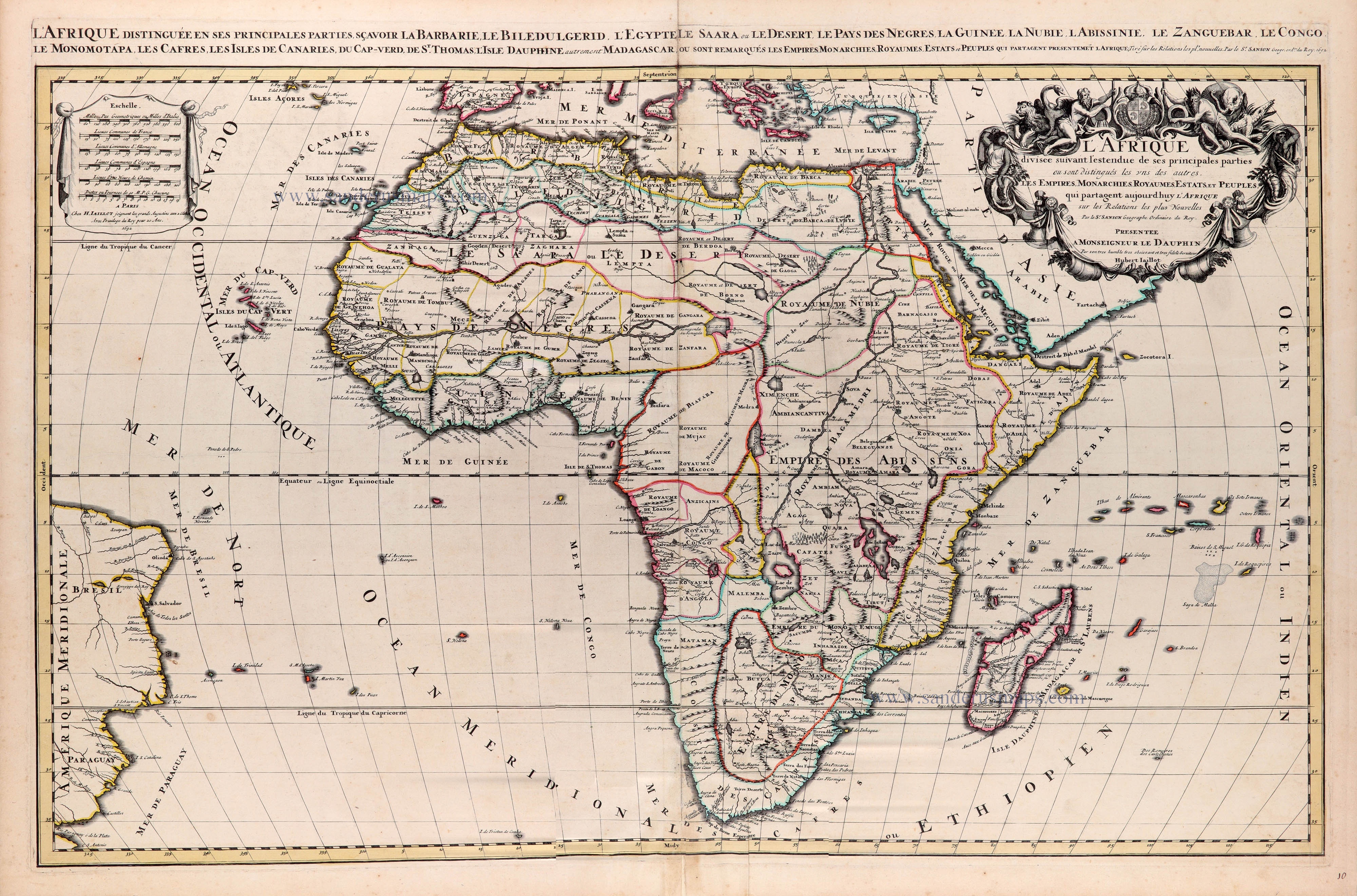 Africa, by N. Sanson, so-called published by Hubert Jaillot