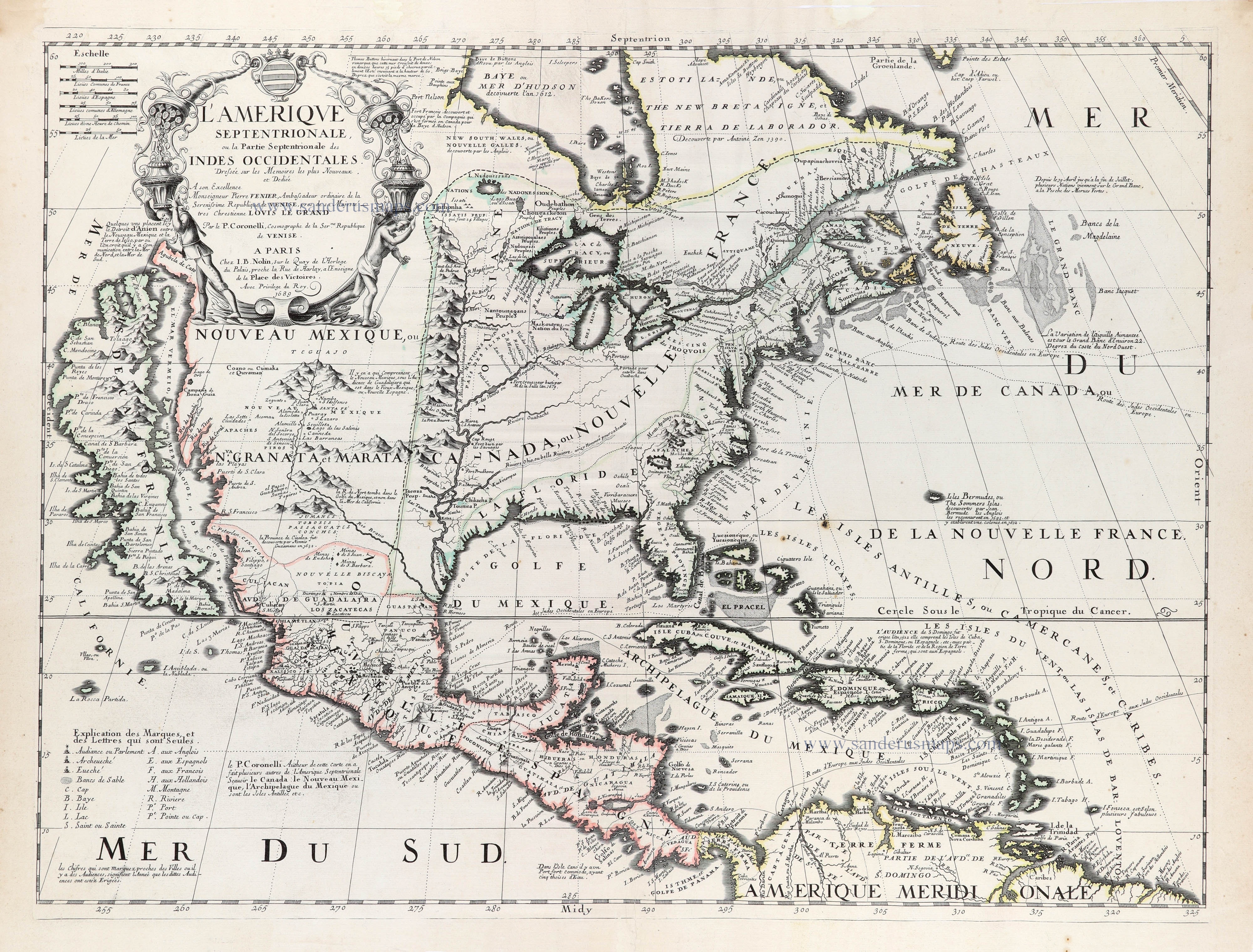 North and Central America by Vincenzo Coronelli, published by J.B.