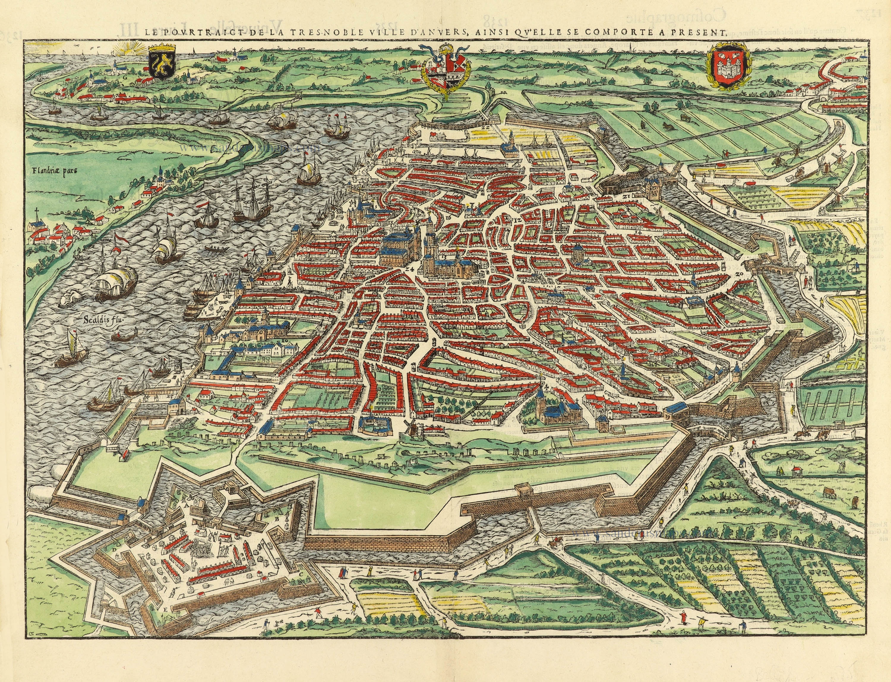 Antwerp (Antwerpen), by François de Belleforest | Sanderus Antique