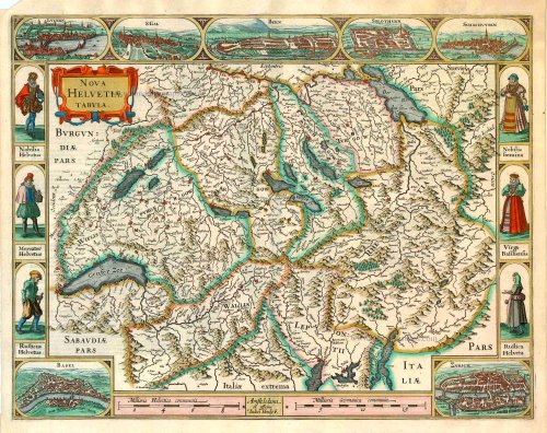 Old antique map of Switzerland by J. Janssonius - J. Hondius