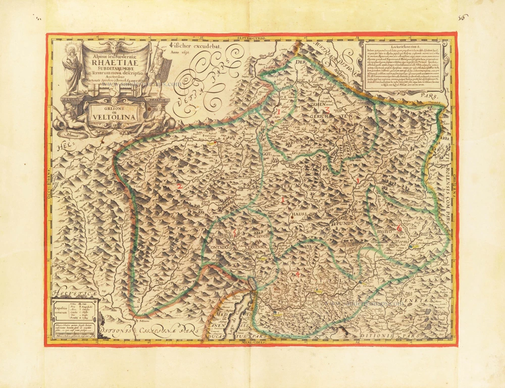 Italian and Swiss Alps by C.J. Visscher, after Philipp Cluverius.