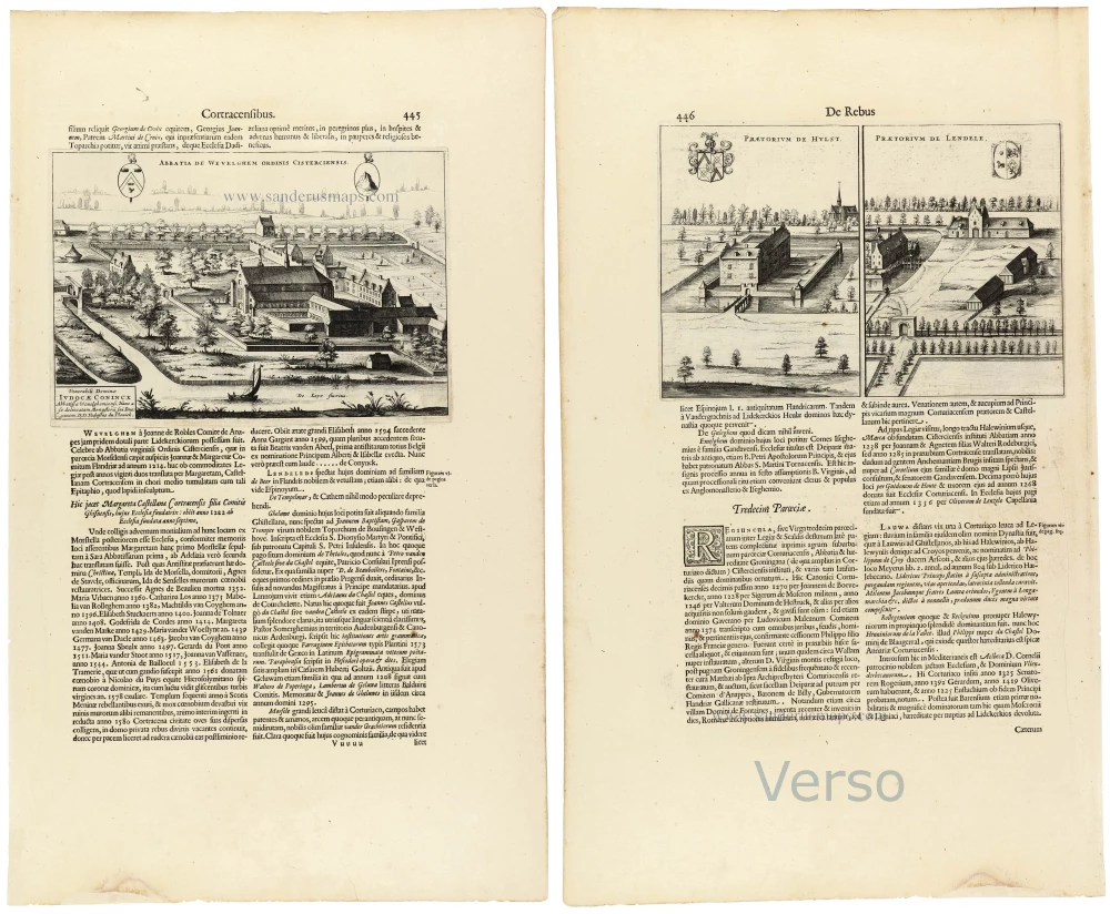 Wevelgem [on verso:] Hulste and Lendelede, by Antonius Sanderus.