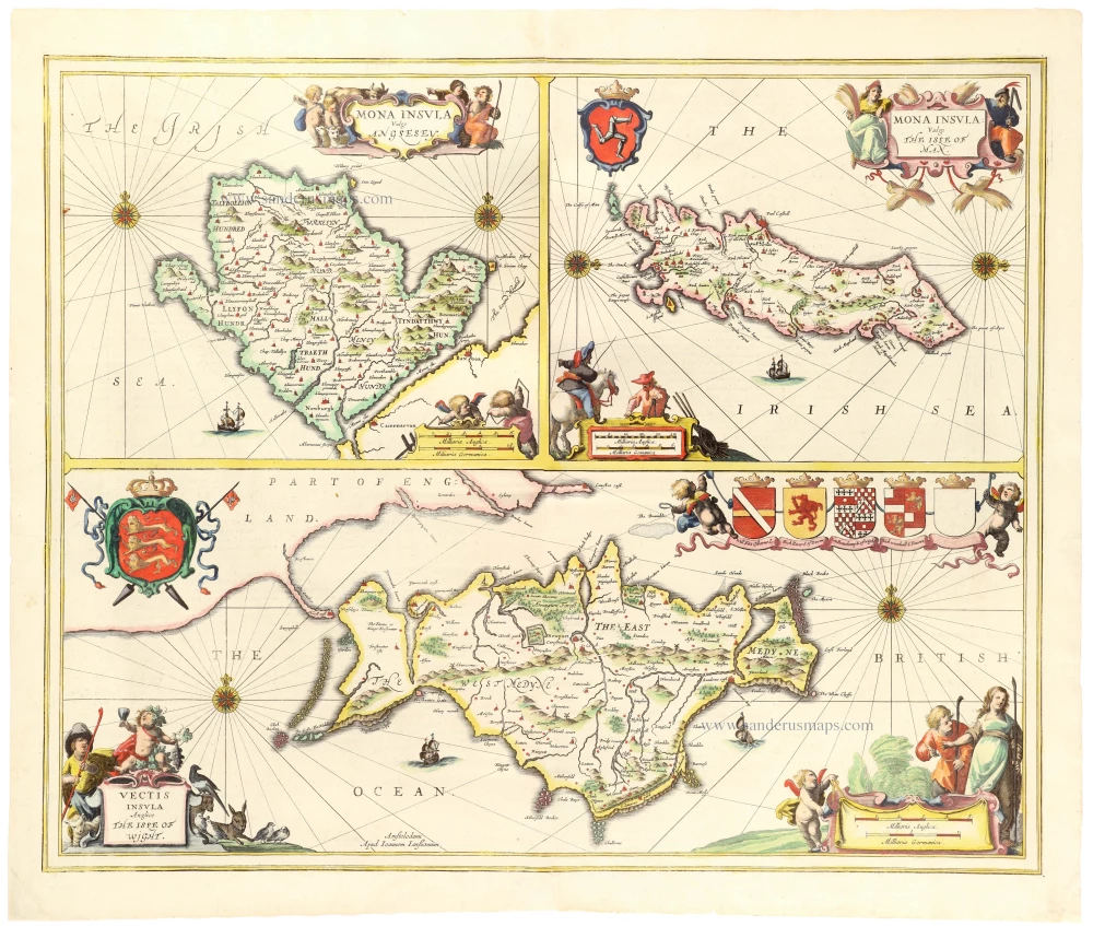Mona Insula Vulgo Anglesey - Vectis Insula Vulgo The Isle of Man - Vectis Insula    Anglice The Isle of Wight.