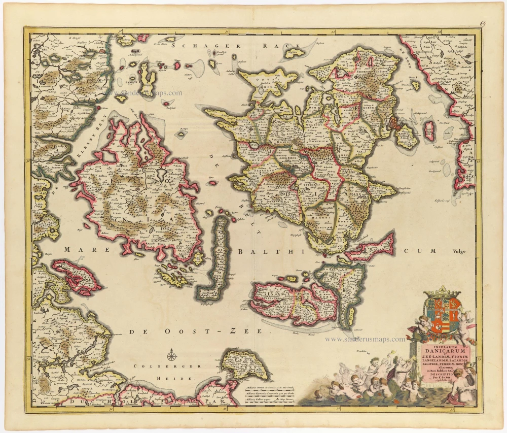 Insularum Danicarum ut Zee-Landiae, Fioniae, Langelandiae, Lalandiae, Falstriae, Fembriae, Mona aliarumq in Mari Balthico Sitar Descriptio.