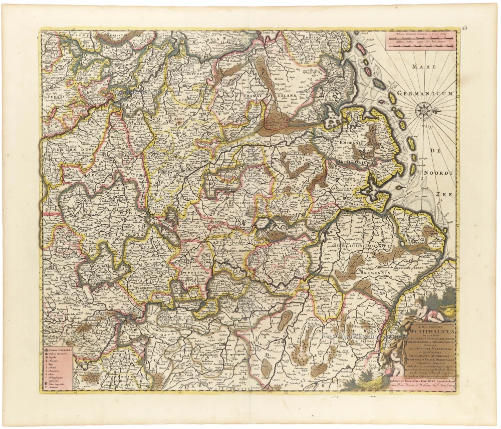 S.R.I. Circulus Westphalicus in quo sunt Episcopatus Monarsteriensis Paderbornensis et Osnabrugiensis, Ducatus Iuliasnensis, Clivensis, et Montensis, Principatus Mindensis, Ferdensis et Frisiae Orientalis, Comitatus Marchiae, Oldenburgi, Ravenspergae ...