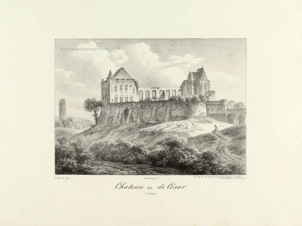 Leuven, lithograph by Dewasme, after Prosper de la Barrière
