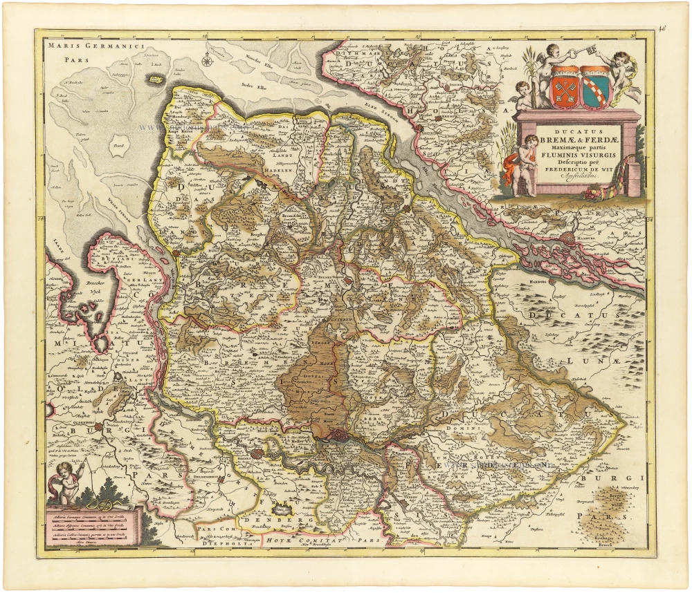 The Duchies of Bremen and Verden, including Oldenburg and Hamburg on the River Elbe, by Frederick De Wit.