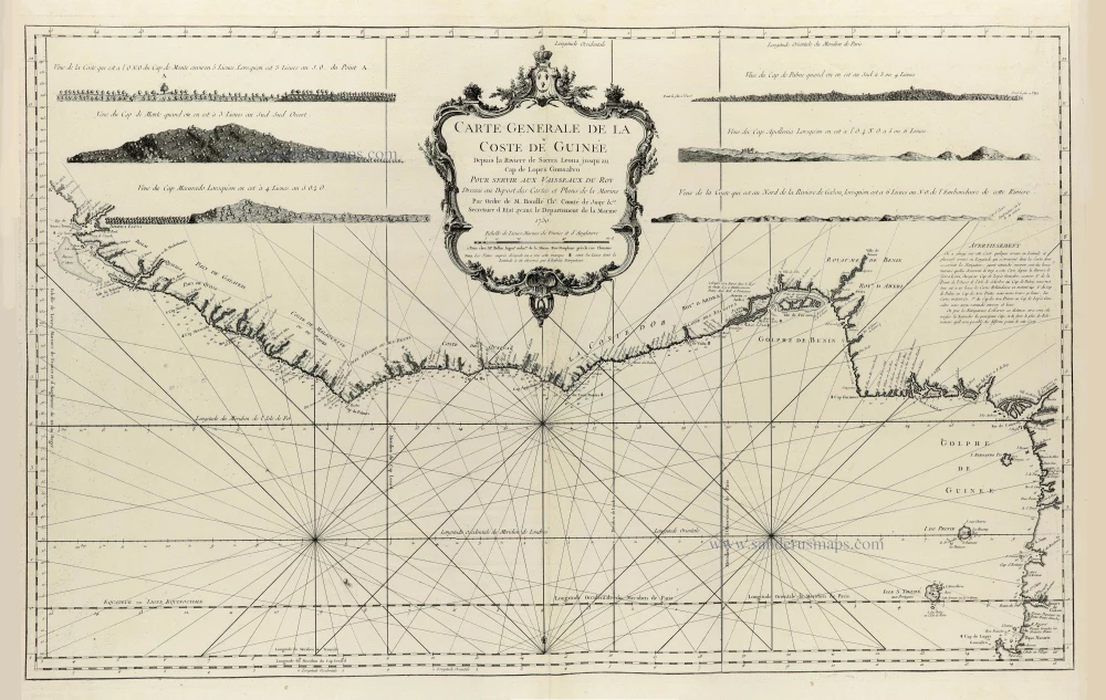 Carte Generale de la Coste de Guinée Depuis la Riviere de Sierra Leona jusqu'au Cap de Lopes Gonsalvo.