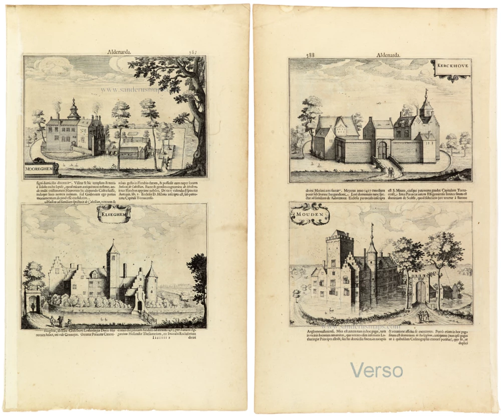 Moregem & Elsegem (Wortegem-Petegem) [On verso:] Kerkhove (Avelgem) & Moen (Zwevegem), by Antonius Sanderus.