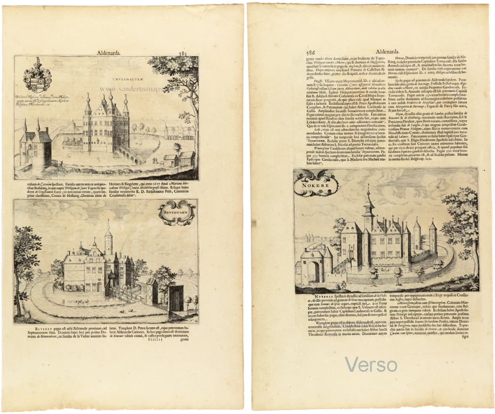 Kruishoutem (Kruisem) [with:]  Bevere (Oudenaarde) [On verso:] Nokere (Kruisem), by Antonius Sanderus.