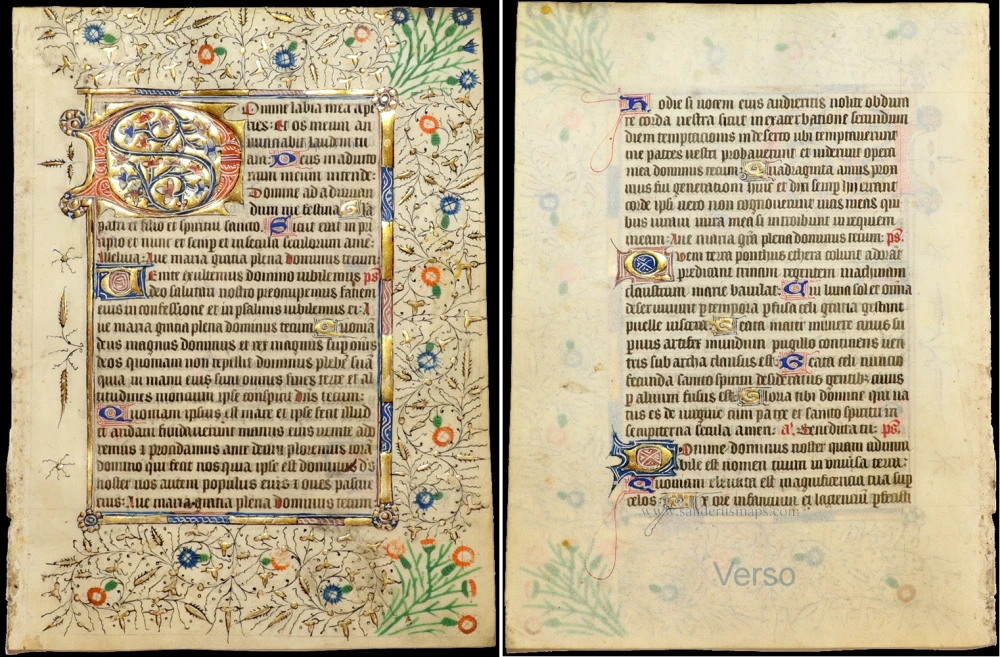 Illuminated manuscript leaf, from a Flemish Book of Hours, Use of Sarum.