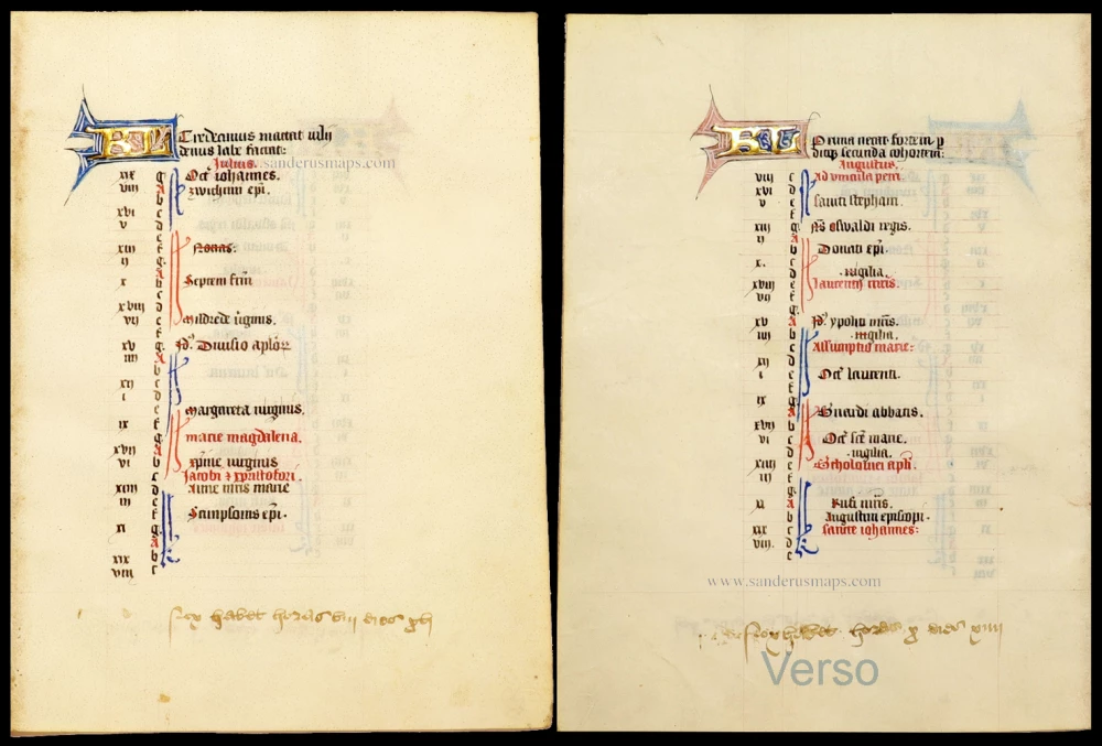 Illuminated Manuscript leaf from a Flemish Book of Hours - Calendar for July and August,