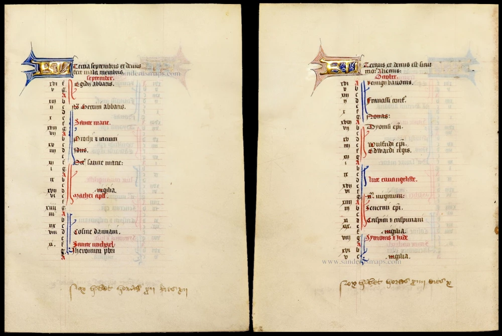 Illuminated Manuscript leaf from a Flemish Book of Hours - Calendar for September and October,