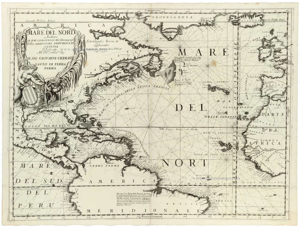 America - Atlantic Ocean, by Vincenzo Coronelli.