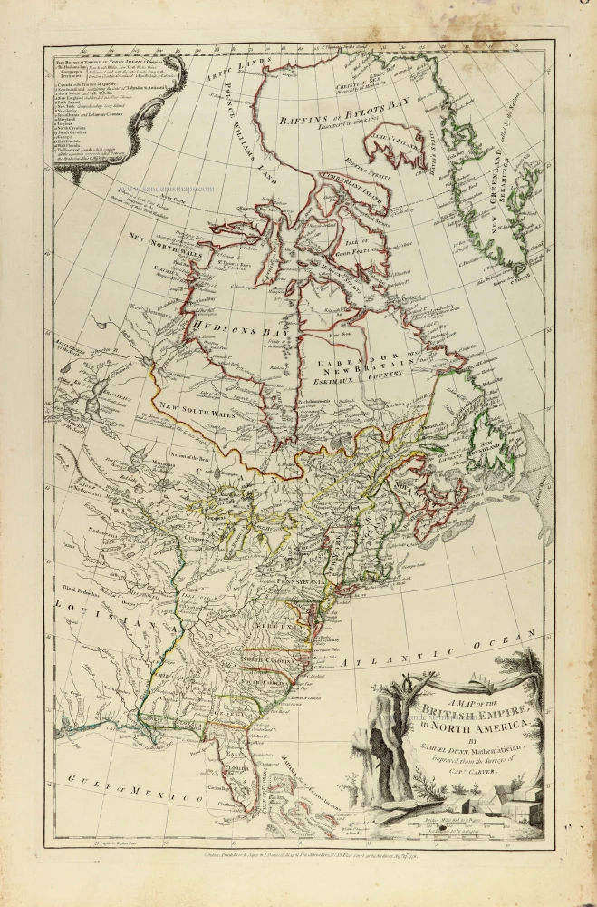 Eastern North America by Samuel Dunn, published by Robert Sayer and John Bennett.