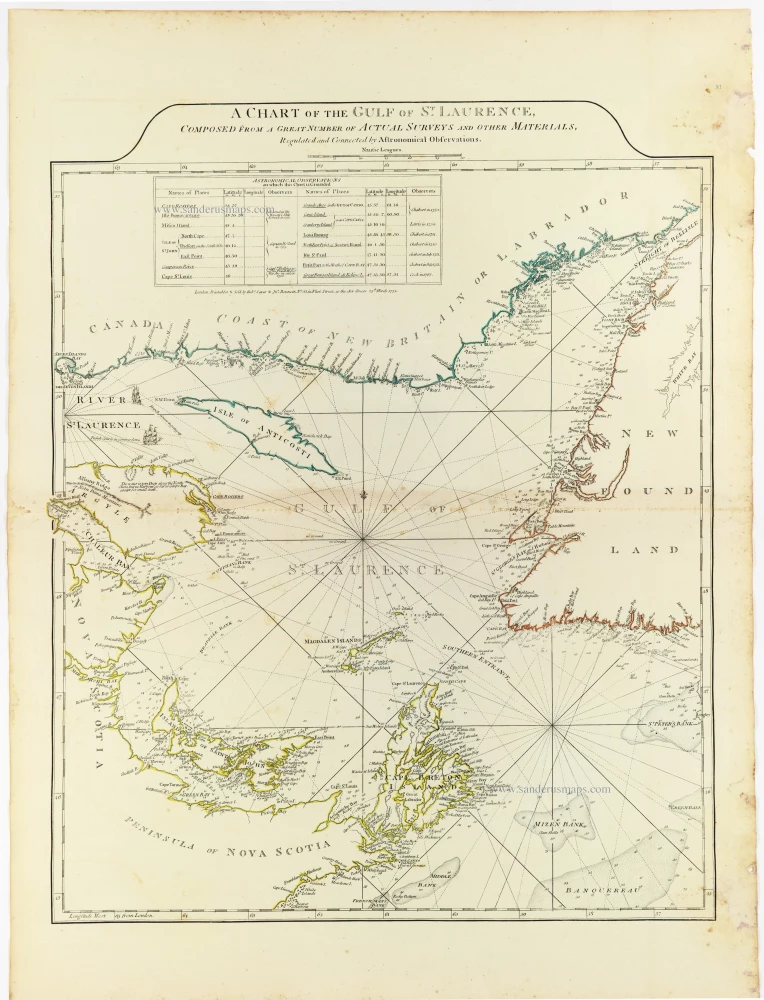 Gulf of St. Laurence by Thomas Jeffery, published by Robert Sayer,