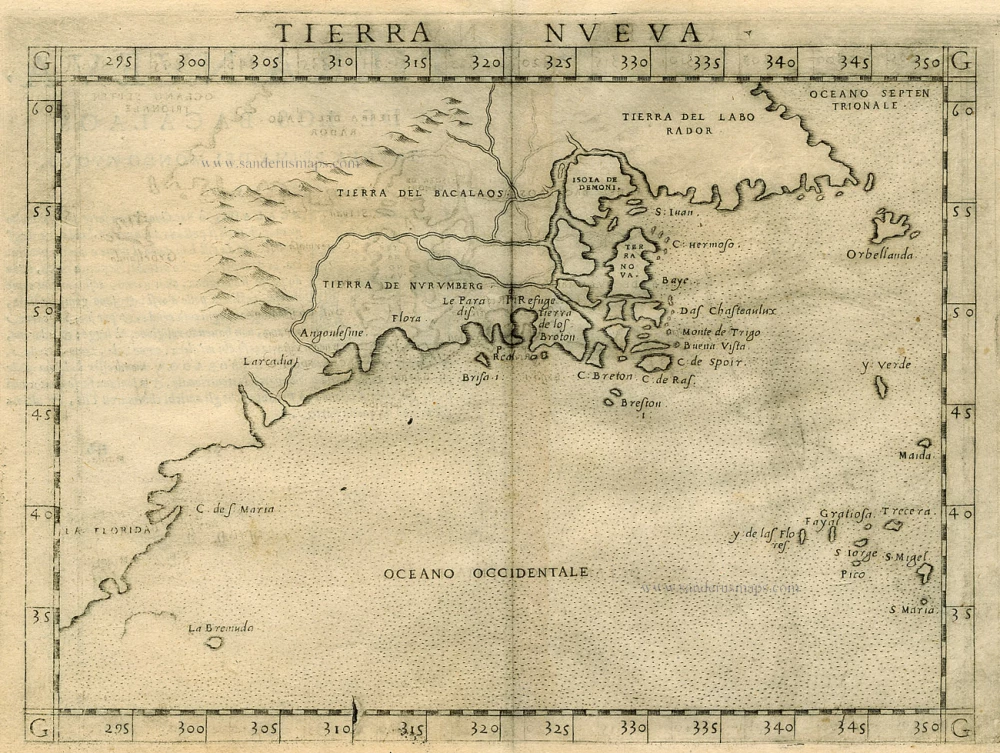 Antique map of North East by Ruscelli G.