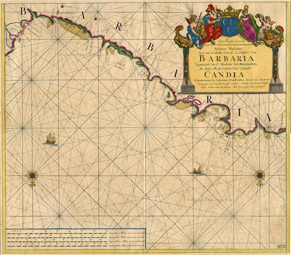 Sea chart of the coasts of Morocco, by Johannes Van Keulen.