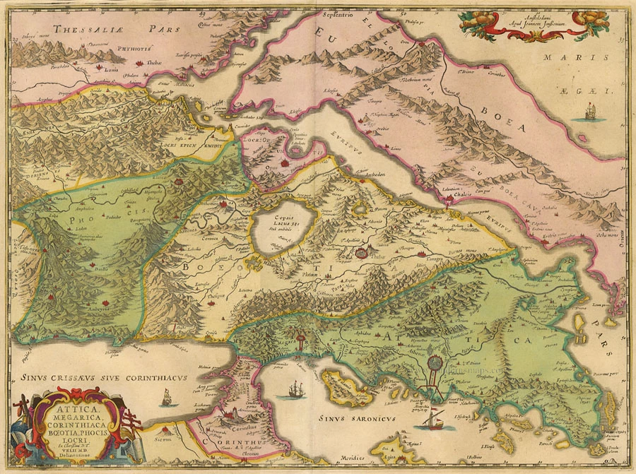 Greece - Attiki, by Janssonius à Waesberghe - Hornius.