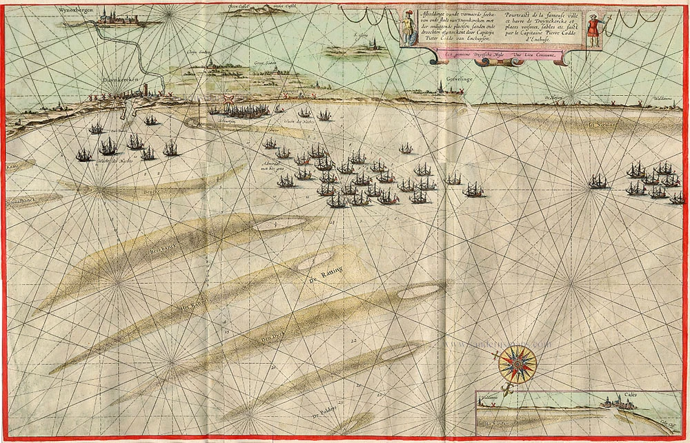 Sea chart of the coast of Dunkerque, by Blaeu W. & J.