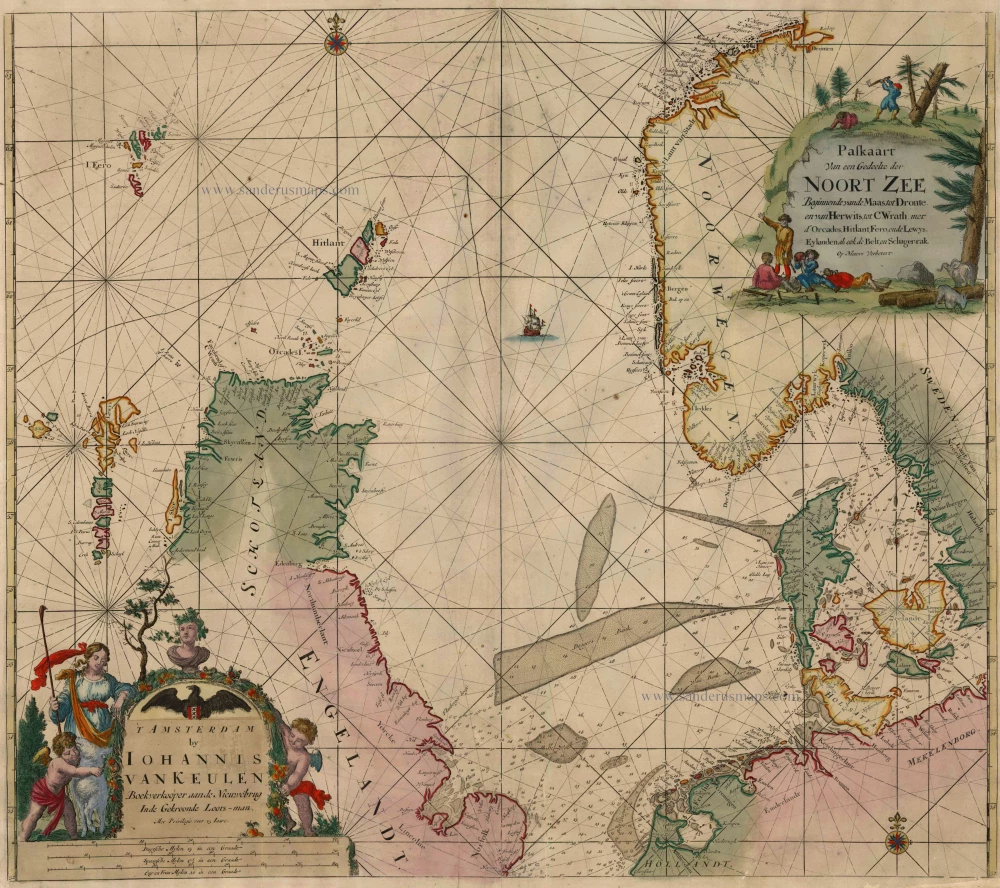 Antique chart of the North Sea by J. Van Keulen. | Sanderus Antique ...