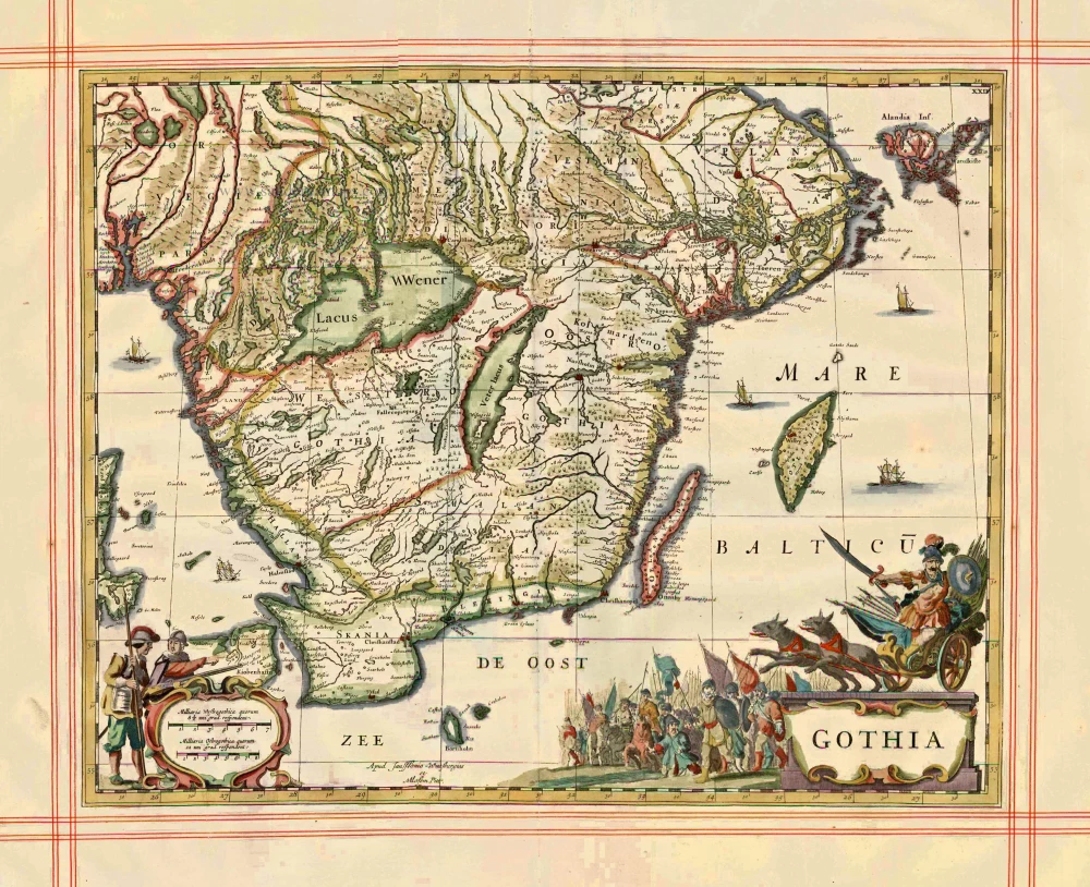 Sweden - Götaland, by J. Janssonius, published by Pitt Moses & J. Janssonius-Waesberge.