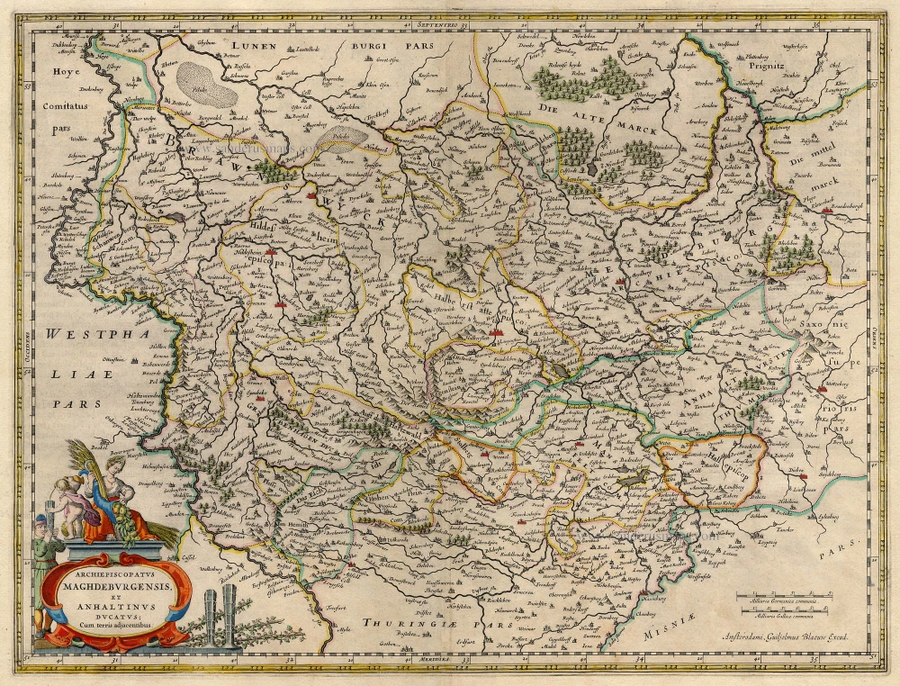 Braunschweig  - Magdeburg, by Blaeu W.
