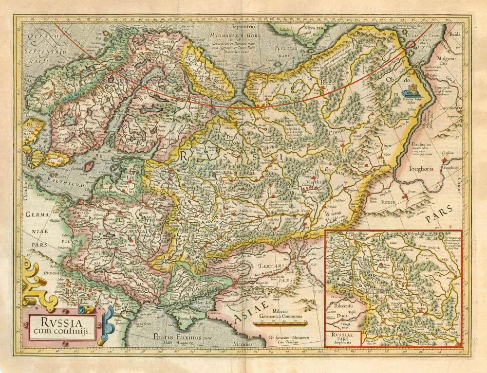 Antique map of Russia by G. Mercator