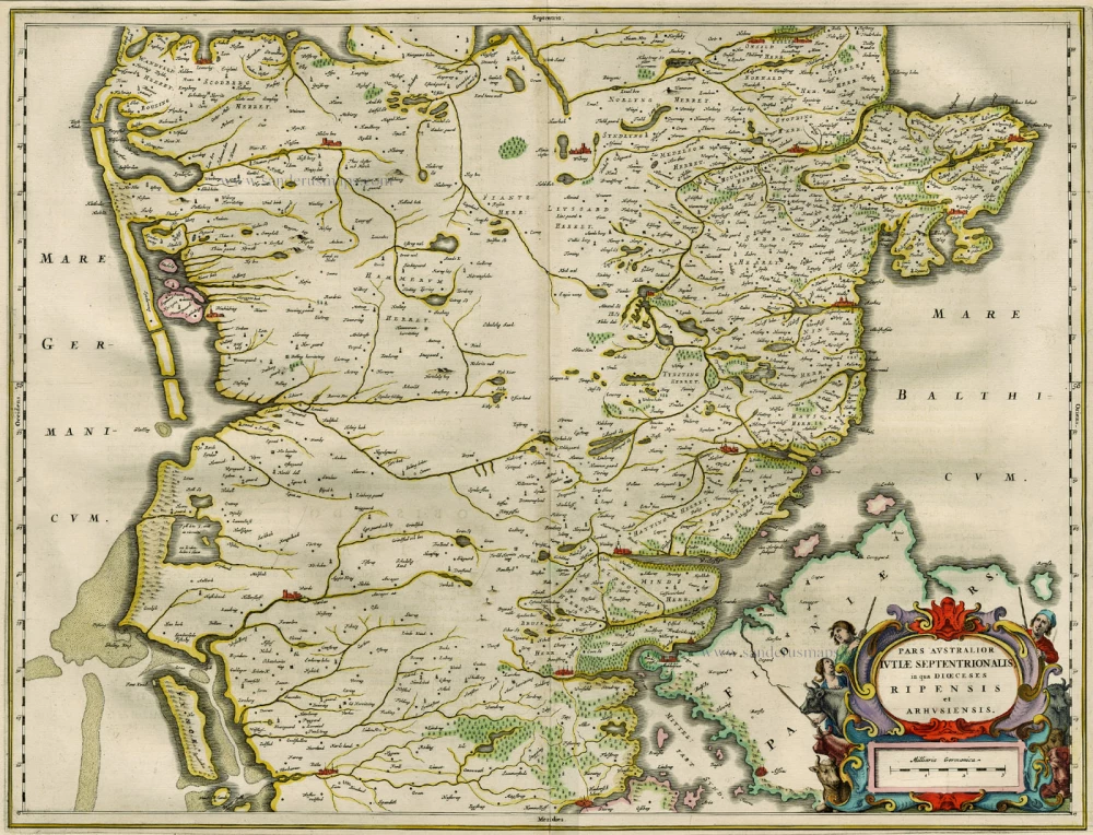 Jylland (South, Southern part), by J. Blaeu.