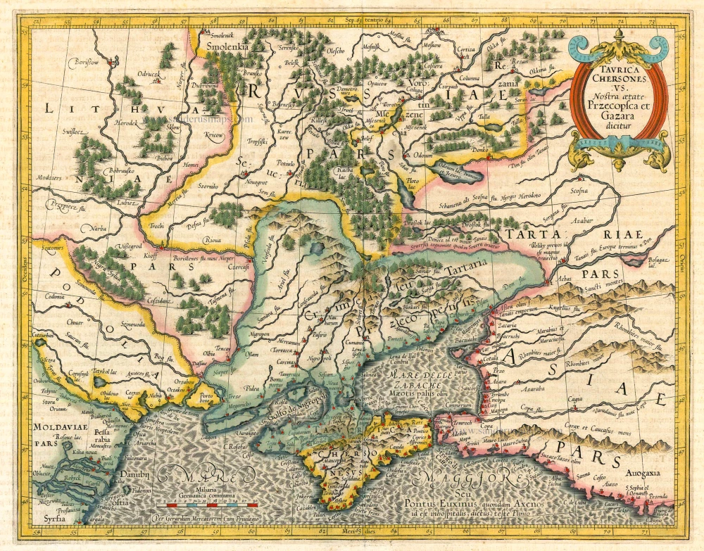 Antique map of Ukraine - Crimea by G. Mercator