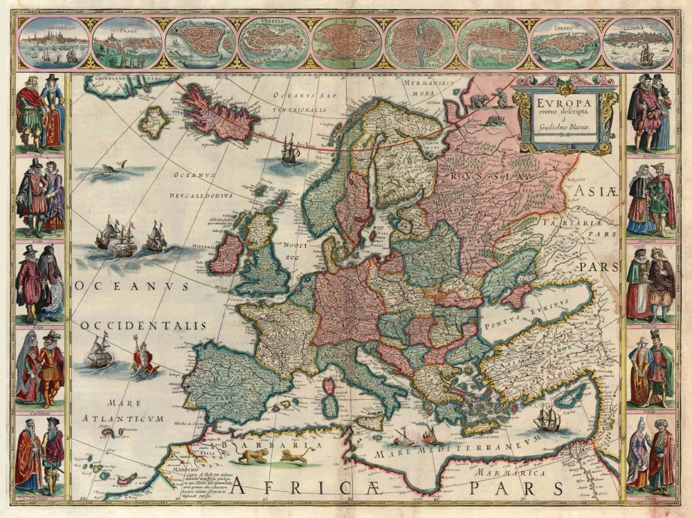 Antique map of Europe by W. Blaeu