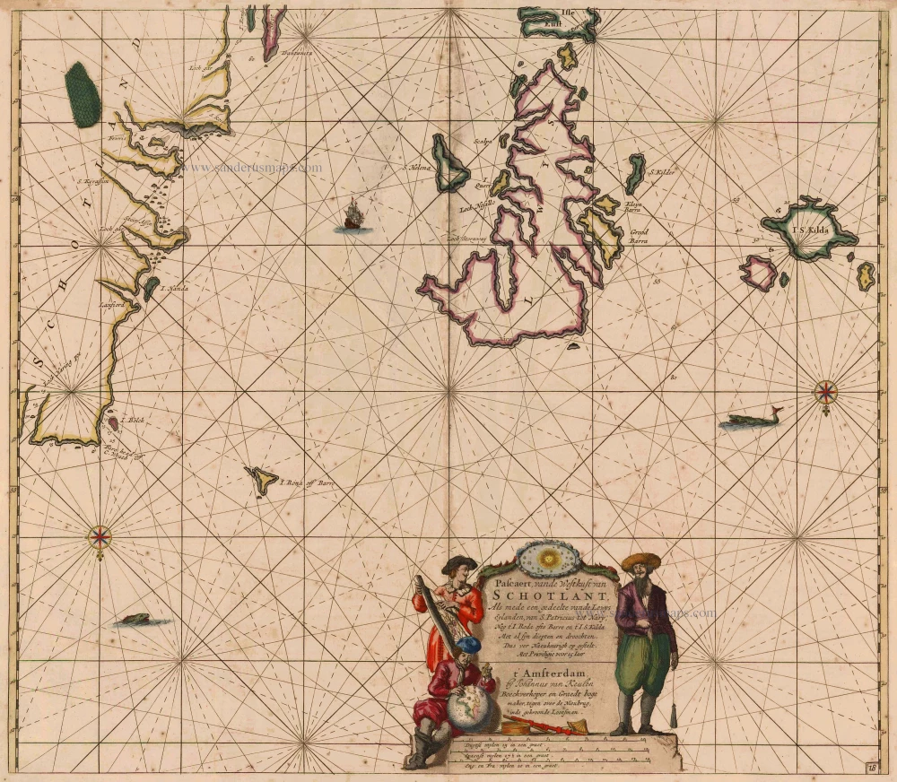 Scotland, with Lewis Island, by J. Van Keulen. Sea chart.