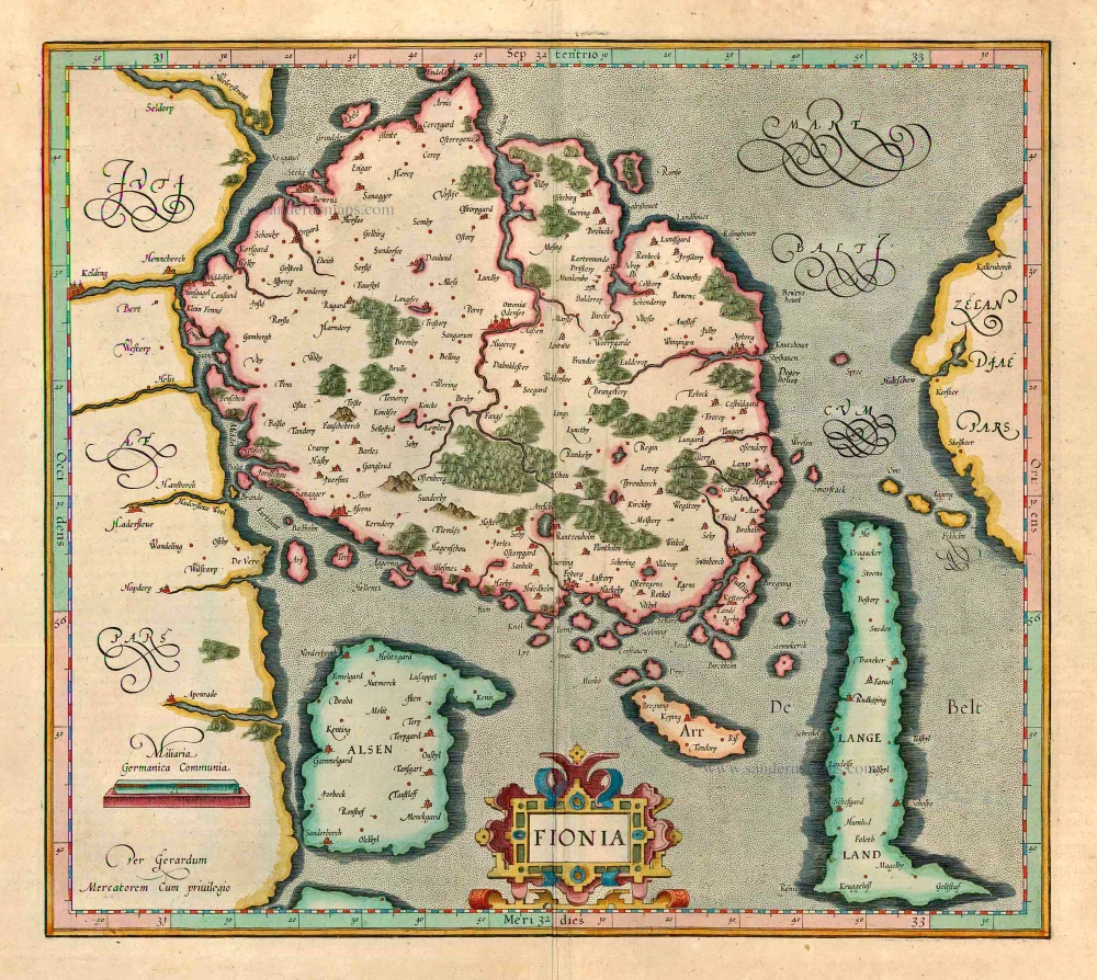 Denmark - Fyn, by Gerard Mercator.