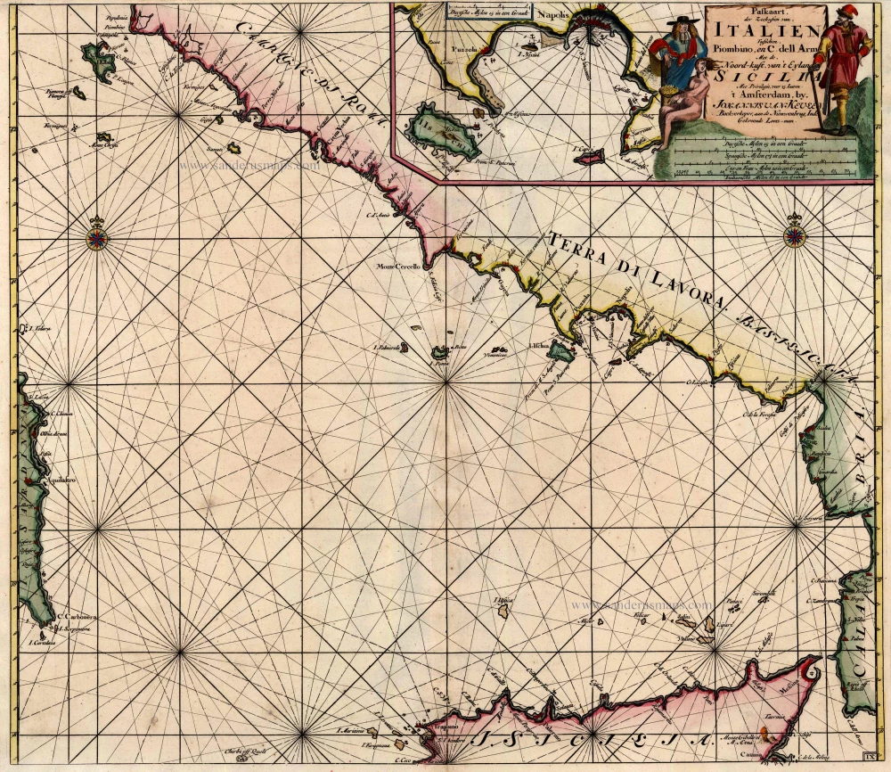 Tyrrhenian Sea, by Van Keulen Johannes.