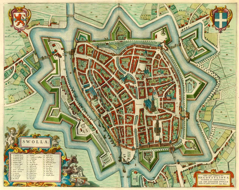 Antique map of Zwolle by Blaeu J. | Sanderus Antique Maps