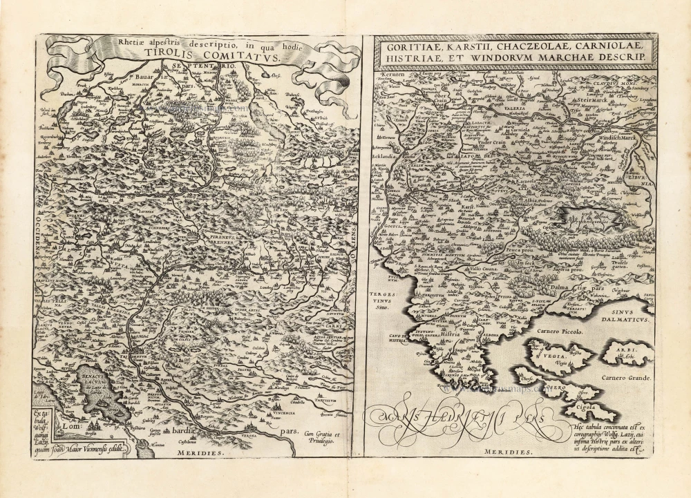 Tirol - Friuli, Carniola, and Istria by Abraham Ortelius.
