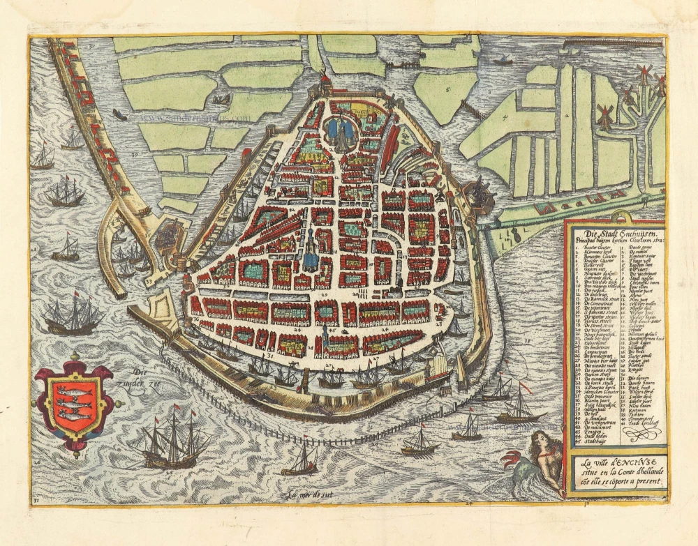Die Stadt Enckhuijsen. - La ville d'Enchuse situe en la Comte d'hollande  co[mm]e elles se co[m]porte a present.
