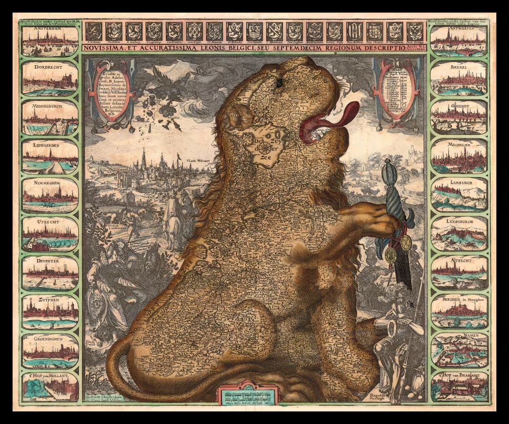 Antique map - Leo Belgicus, by C.J. Visscher