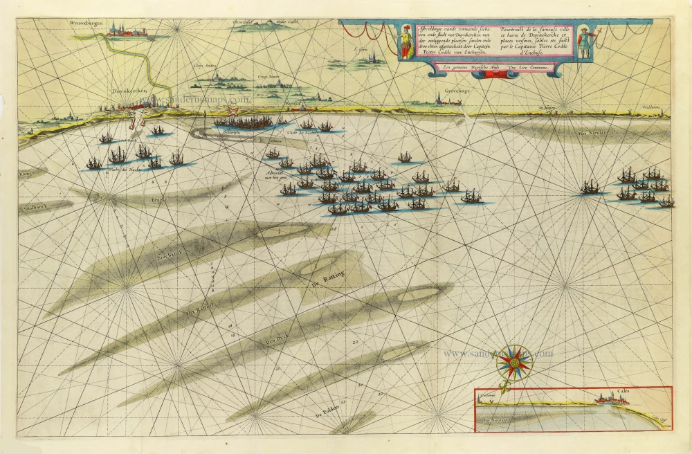 Afbeeldinge vande vermaerde seehaven ende stadt van Duynkercken ... | Pourtraict de la fameuse ville et havre de Duynckerck et places voisines, sables etc...